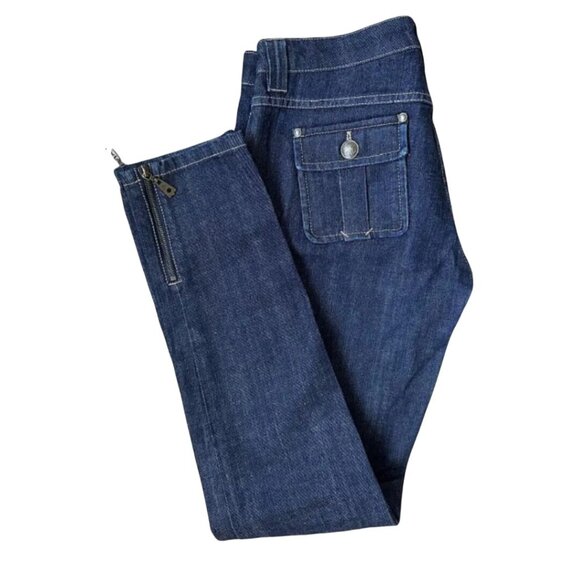 Louis Vuitton Straight Leg Dark Denim Jeans Flap Pocket Logo Size 44/10 - Picture 4 of 14